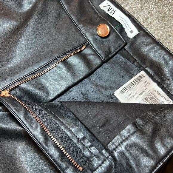 ZARA Faux Black Leather 90s Pant Size 4 XS Gothic Party Holiday‎ Sexy Concert - Picture 6 of 15